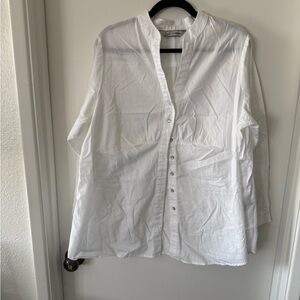 Soft By Avenue Woman’s Plus Button Down Shirt Blouse White 18/20W Office Date